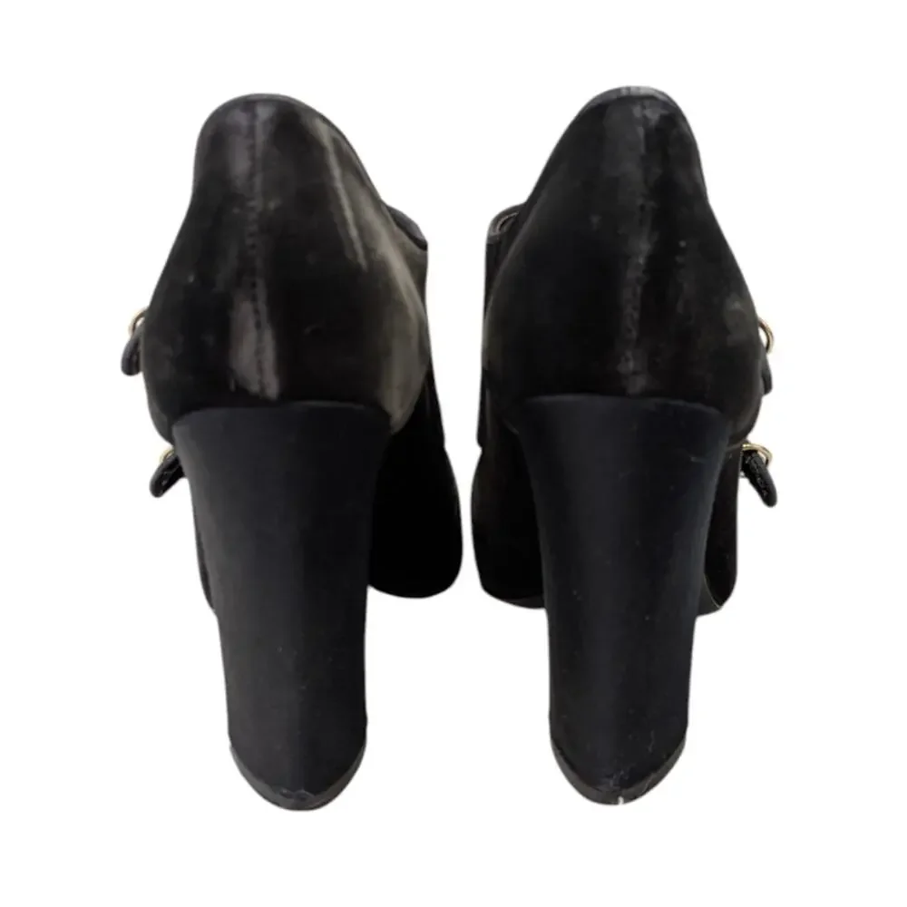 Tory Burch Carley Velvet Monk Strap Booties $395 Size 7.5M   S3984